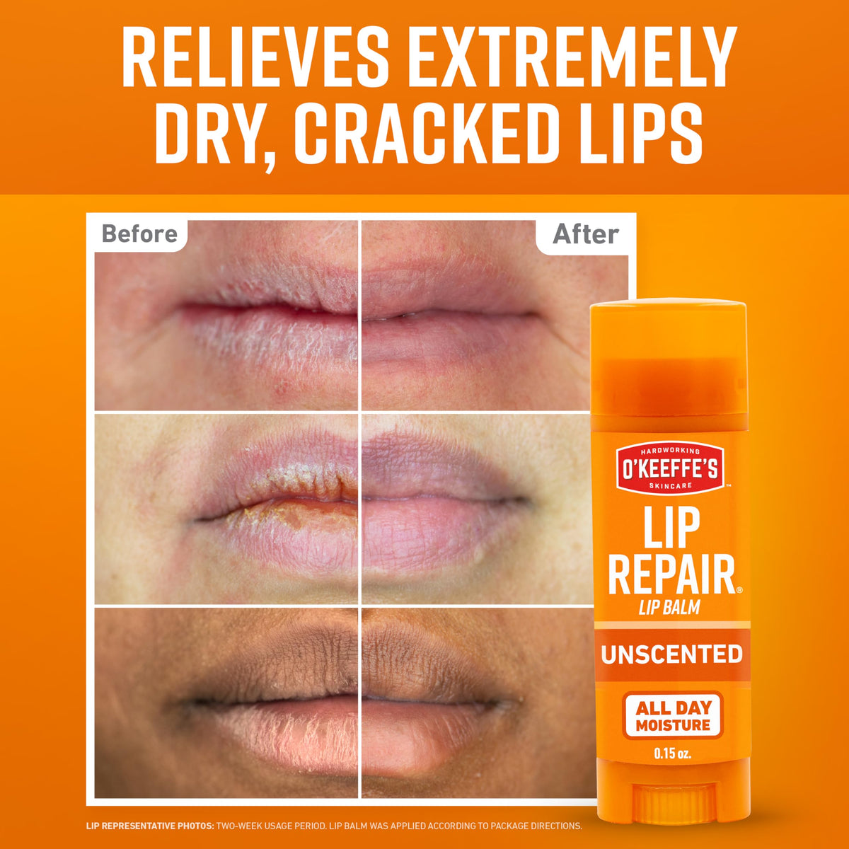 O'Keeffe's Lip Repair Unscented Balm, 2-Pack