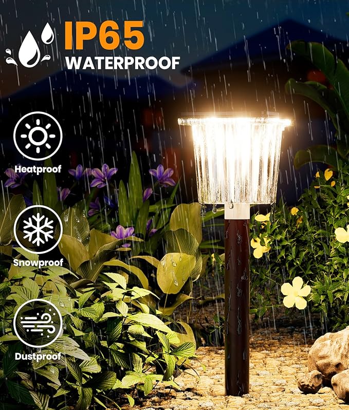 Super Bright Solar Pathway Lights Outdoor Powered,Adjustable Warm&Cool White,Waterproof IP65 Garden Decor Landscape Lighting Outside for Yard/Patio/Walkway/Driveway/Landscape (Cocoa Brown, 3 Pack)