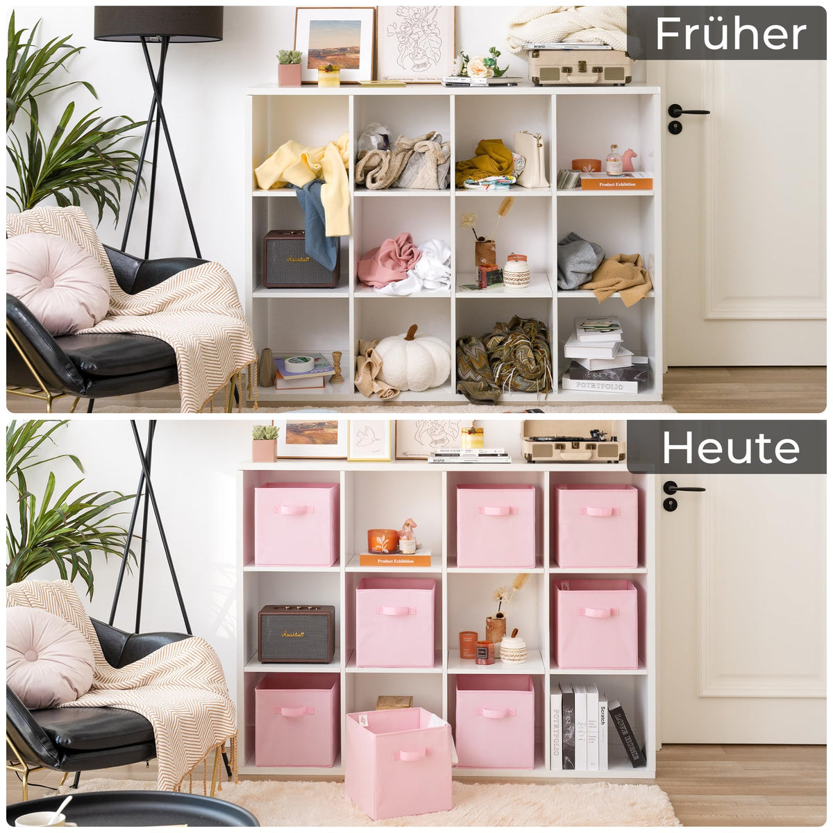 GRANNY SAYS 11 Inch Cube Storage Bins, 6-Pack Storage Cube Organizer, Pink