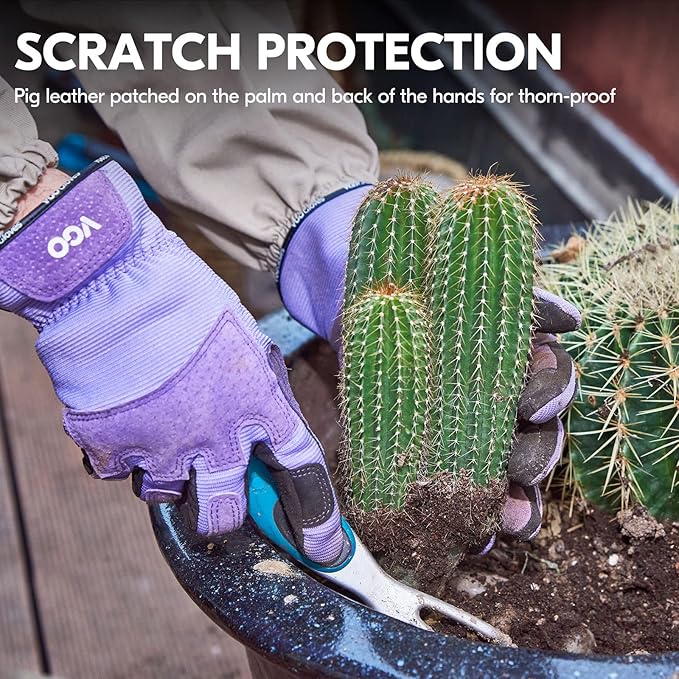 Vgo... Gardening Gloves Ladies,Safety Work Gloves,Touchscreen(Size S,Purple,SL7471)