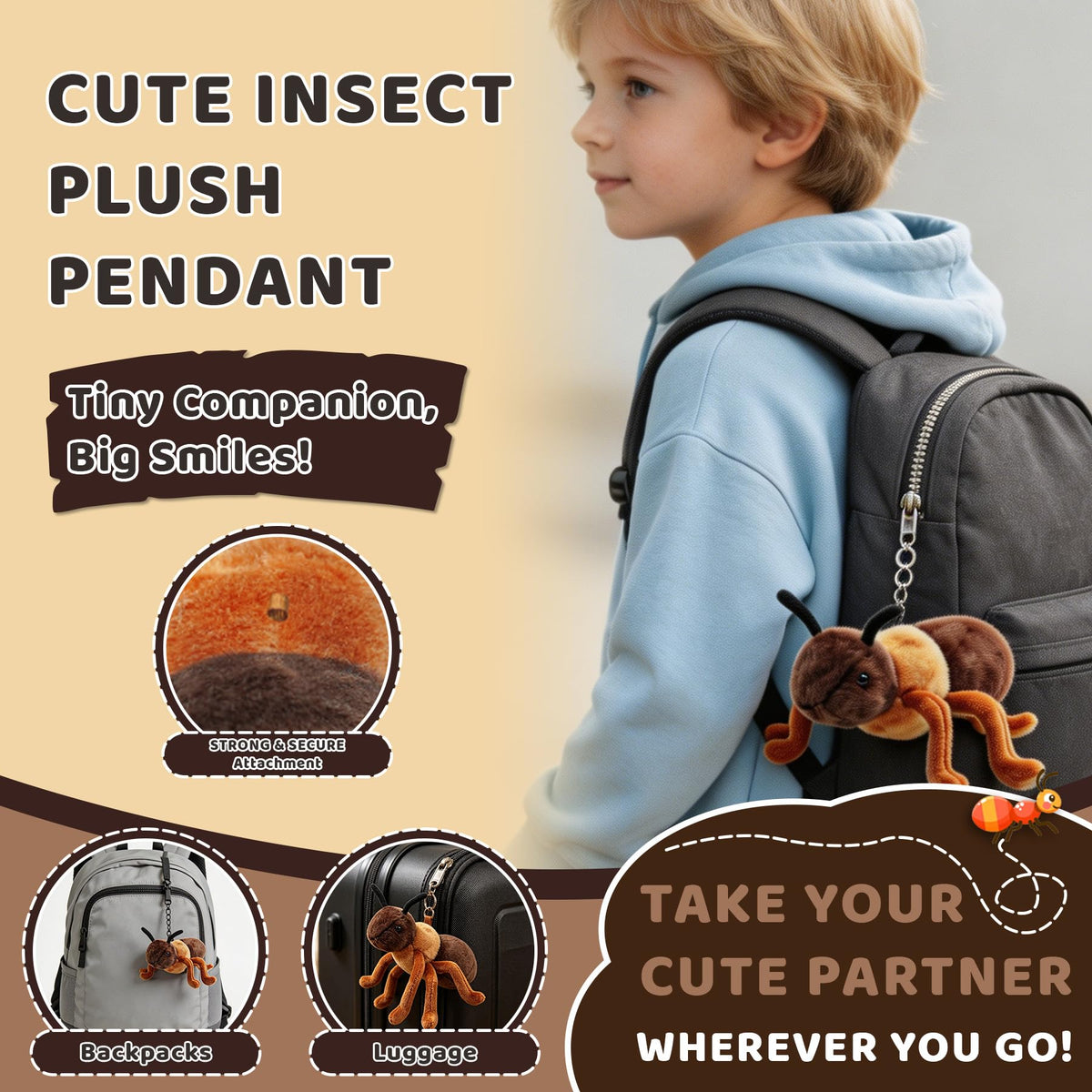 JUSTQUNSEEN 7-Inch Realistic Ant Stuffed Animal Plush Toy, Soft Stuffed Insect for Kids & Toddlers, Friendly Educational Model for Science Learning, Halloween Christmas Birthday Gift
