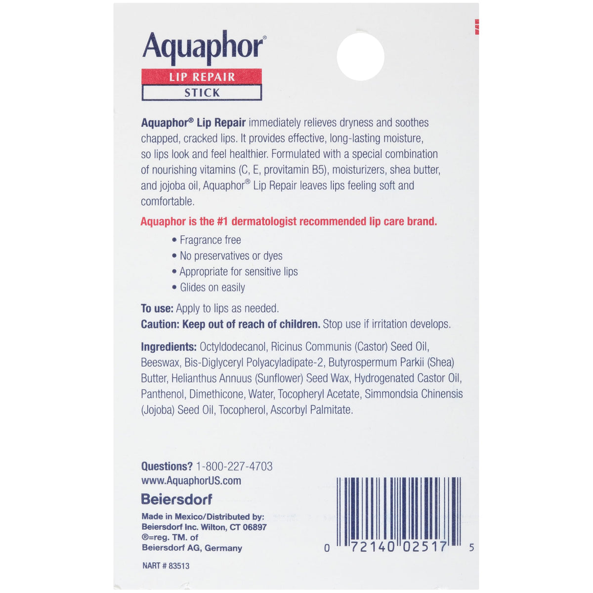 Aquaphor Lip Balm Set, Repair and Protect, 4 Lip Products Total