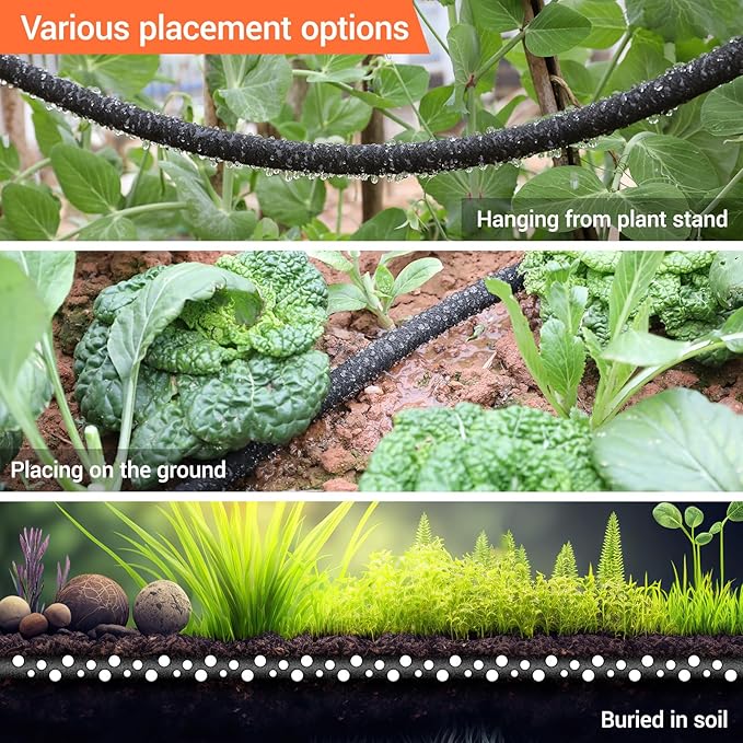 MAMIZO Soaker Hose Kit 100 ft 1/2", Solid Brass Connectors Rubber Longer Lasting, Heavy Duty Drip Hose to Save 70% Water, Soaker Hose for Garden, Lawn and Yard