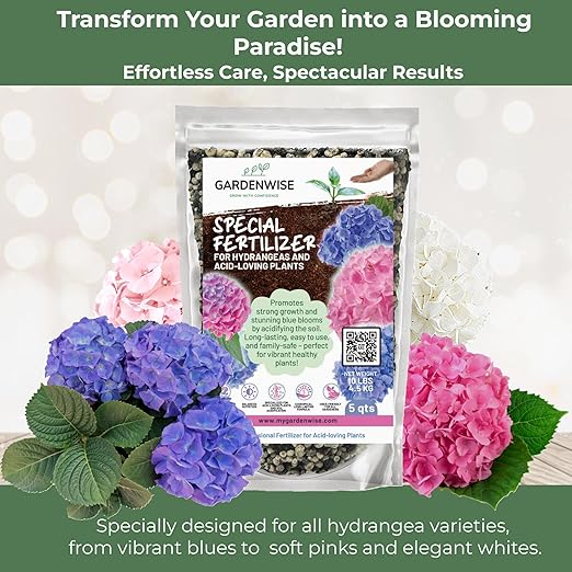 Slow Release Hydrangea Fertilizer with Iron & Sulfur – Indoor & Outdoor Soil Acidifier for Miracle Growth (12 oz)