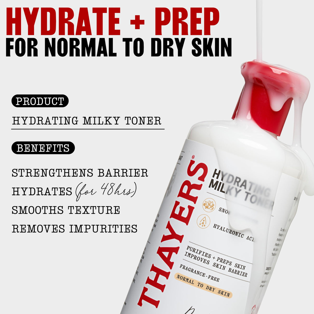 THAYERS Milky Hydrating Face Toner with Snow Mushroom Tremella, 3 Fl Oz