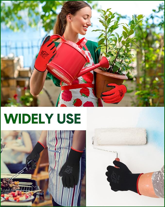 Nuogo 24 Pairs Gardening Gloves for Men Women Rubber Coated Landscaping Work Gloves Safety Work Construction