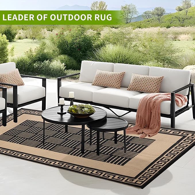 Outdoor Rug 5x8 ft Waterproof, Reversible Outdoor Plastic Straw Rug for Patios Clearance, Outdoor Area Rug Carpet RV Mat for Camping Backyard Deck Porch
