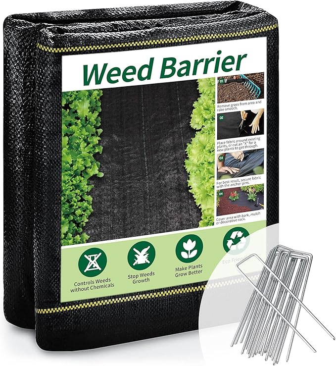 1.3ft x50ft Black Weed Barrier Landscape Premium Fabric-Heavy Duty Woven Ground Cloth with Superior Permeability Weed Control Convenient Design
