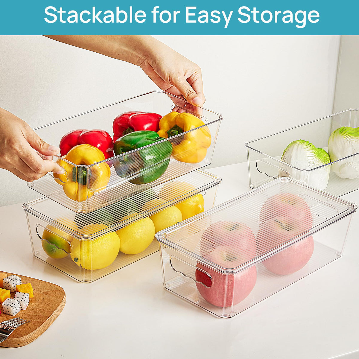 Vtopmart 8pcs Clear Stackable Storage Bins with Lids