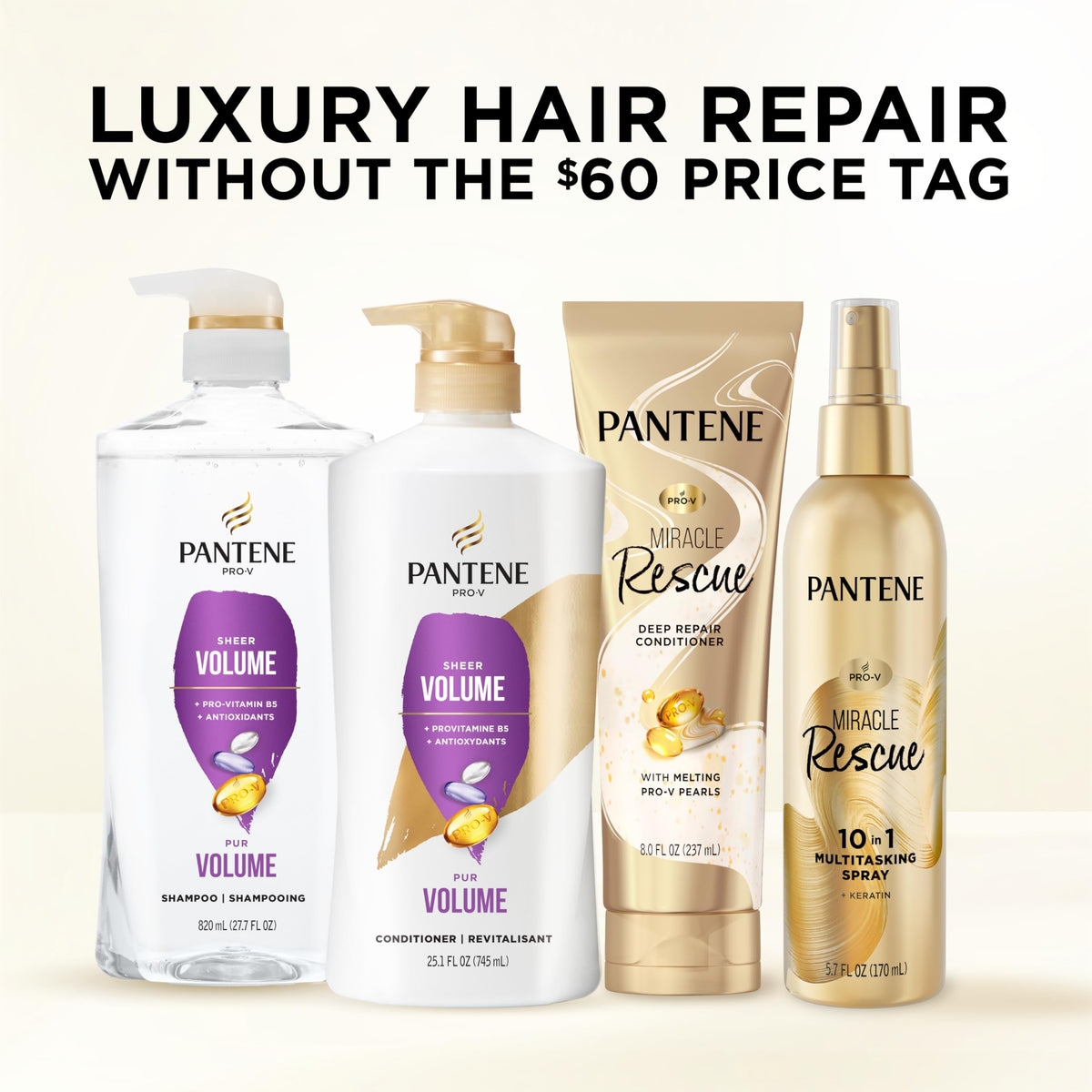 Pantene Shampoo, Sheer Volume - 72-Hour Fullness, Lightweight Nourishment with Pro-Vitamin B5 + Antioxidants, Fine, Thin, Color-Treated Hair, Paraben Free, Remove Build Up for Body & Shine, 27.7 Fl Oz