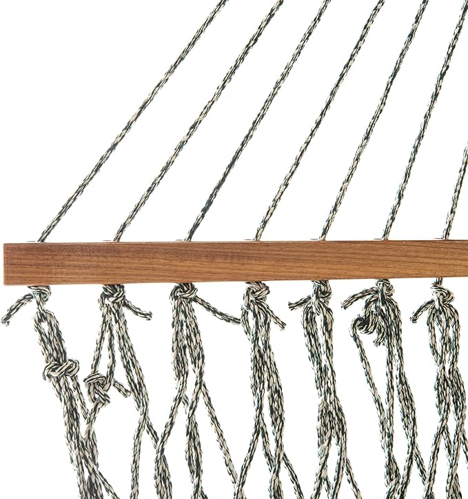 Original Pawleys Island Large Green Oatmeal Heirloom Tweed DURACORD® Rope Hammock with Extension Chains & Tree Hooks, Handcrafted in The USA, 450 LB Weight Capacity, 13 ft. x 55 in.