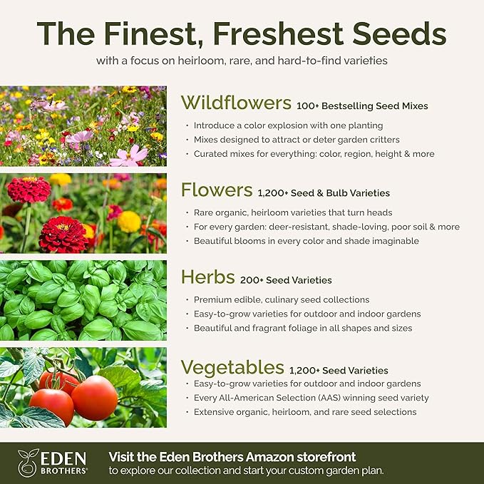 Eden Brothers Country Garden Flower Mixed Seeds for Planting, 1 lb, 480,000+ Seeds with Scarlet Flax, Cosmos Sensation | Attracts Pollinators, Plant in Spring or Fall, Zones 3, 4, 5, 6, 7, 8, 9, 10