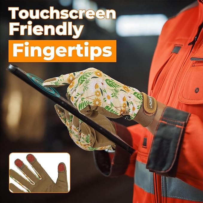 HANDLANDY Women Safety Work Gloves Utility Touch Screen Working Grip Glove for Yardwork Gardening Breathable Mechanic Gloves