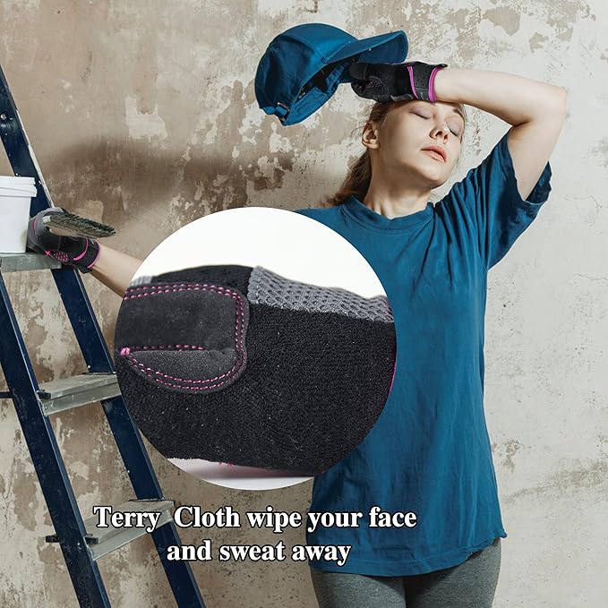 HANDLANDY Women Safety Work Gloves Utility Touch Screen Working Grip Glove for Yardwork Gardening Breathable Mechanic Gloves