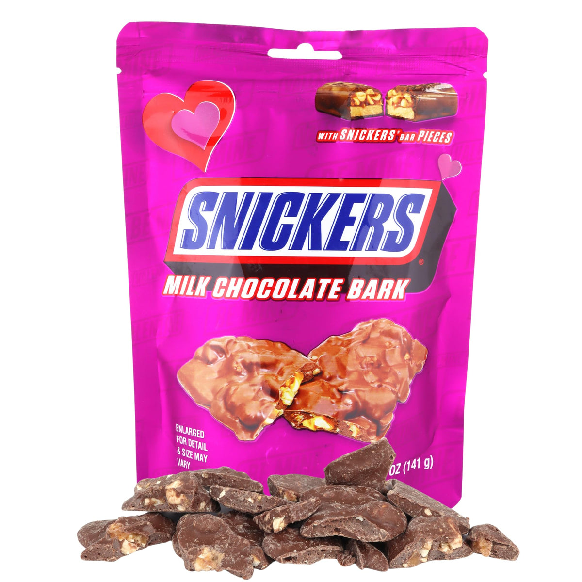 Morris National Inc Limited Edition Valentine’s Day Snickers Bark, Milk Chocolate Candy Bars with Peanuts and Caramel Inside, Party Favor Treats, 5