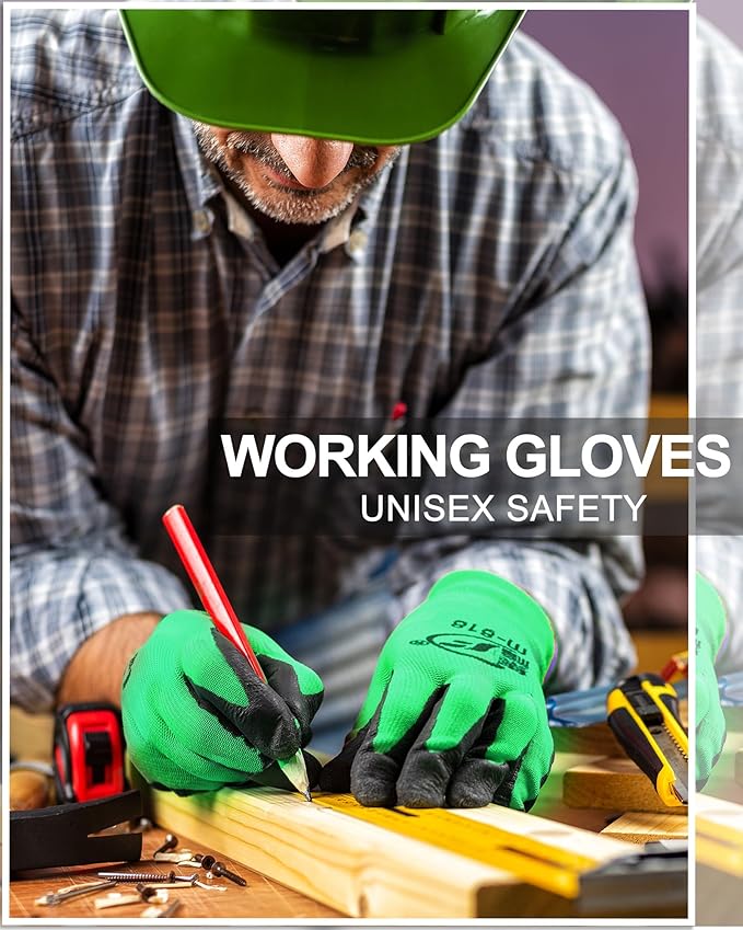 Nuogo 48 Pairs Gardening Gloves for Men Women Rubber Coated Safety Work Gloves Bulk for Gardening Construction Work