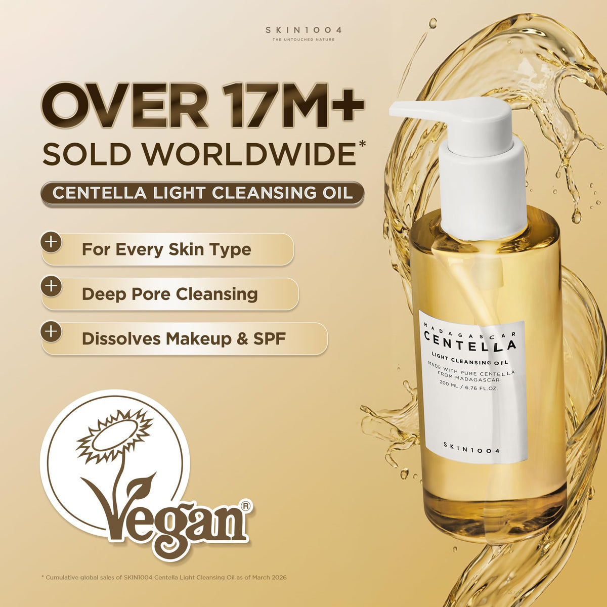 SKIN1004 Madagascar Centella Light Cleansing Oil 6.76 fl.oz, 200ml | Gentle Oil Cleanser for Face, Korean Facial Cleanser, Double Cleansing