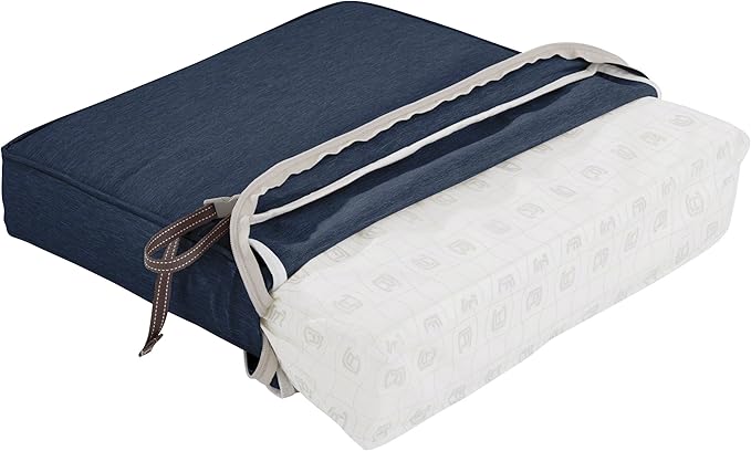 Classic Accessories Montlake Water-Resistant 25 x 18 x 4 Inch Patio Lounge Back Cushion, Heather Indigo Blue, Outdoor Loveseat Cushions
