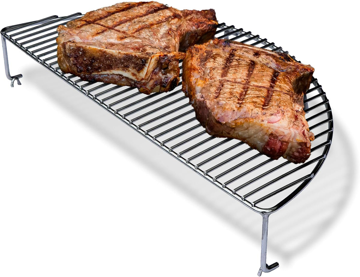 SnS Grills Slow ‘N Sear Elevated Cooking Grate - Compatible with Weber and Other Grills - Heavy Duty Stainless Steel, More Grill Space for Tailgating, Camping, and Backyard Cooking