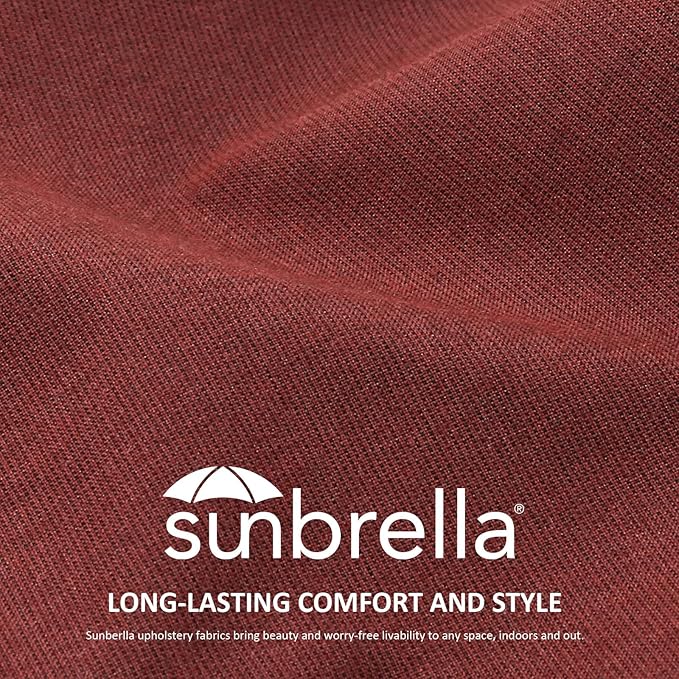 Sunbrella Square Corner Seat Cushions, 18.5" x 16" x 3", Set of 4, Indoor Outdoor Water Repellent Universal Chair Pads with Ties for Patio Furniture, Garden Dining Chairs, Spectrum Brick