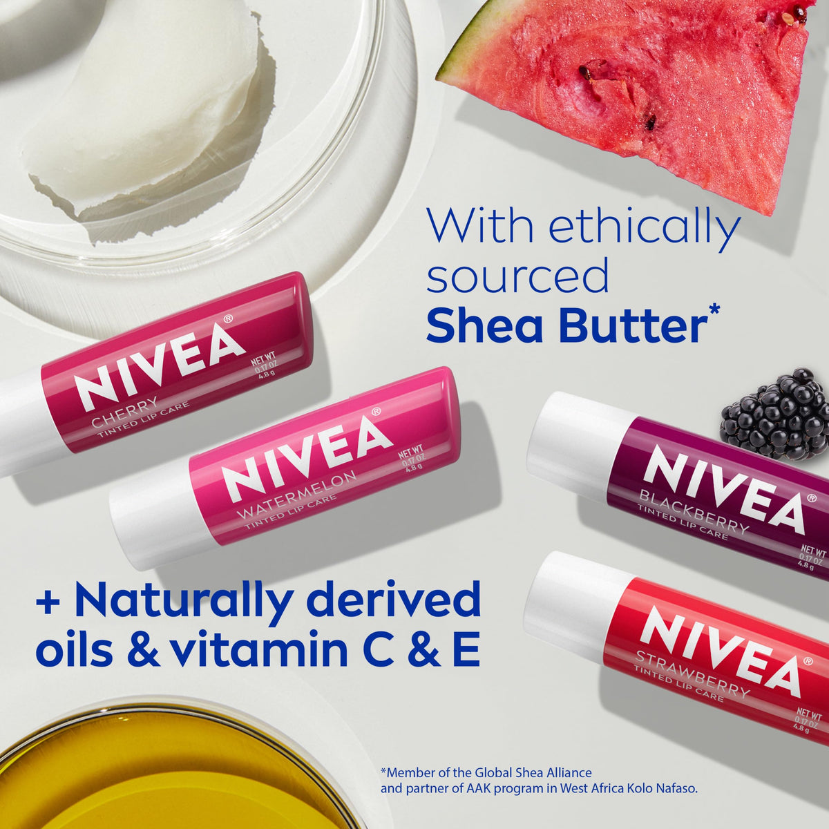 NIVEA Lip Care, Fruity Cuties Lip Balm Variety Pack, 4 x 0.17 OZ