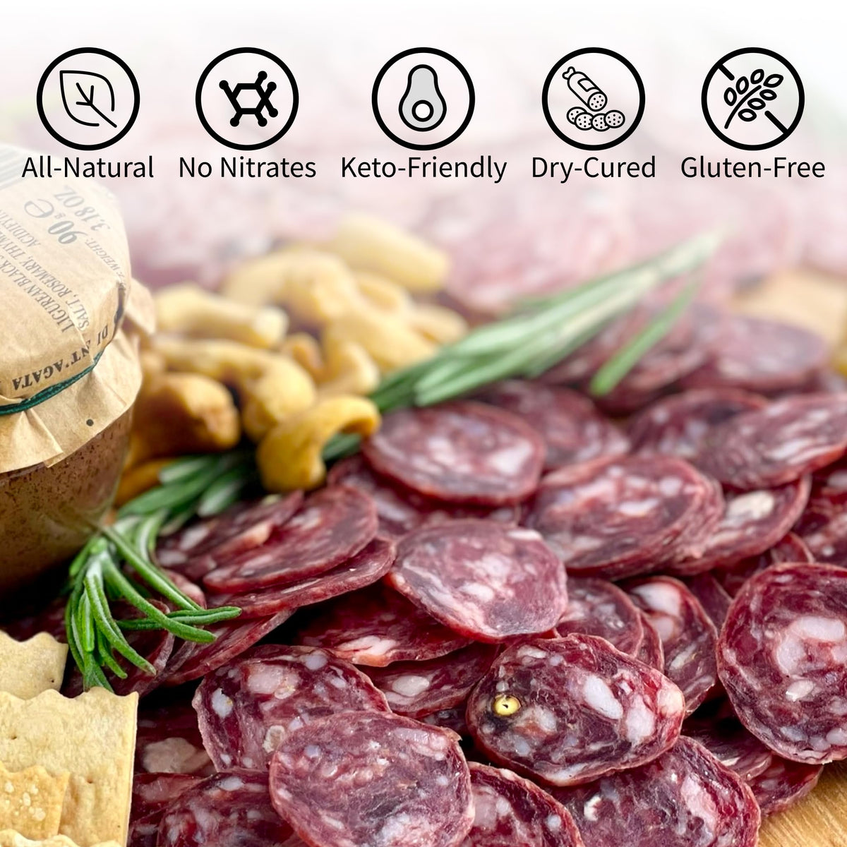 Angel's Salumi Venison & Berkshire Pork Salami - 5.5 oz Gourmet Artisanal Charcuterie - Humanely Raised, Vegetarian Fed, No Antibiotics, Hormones