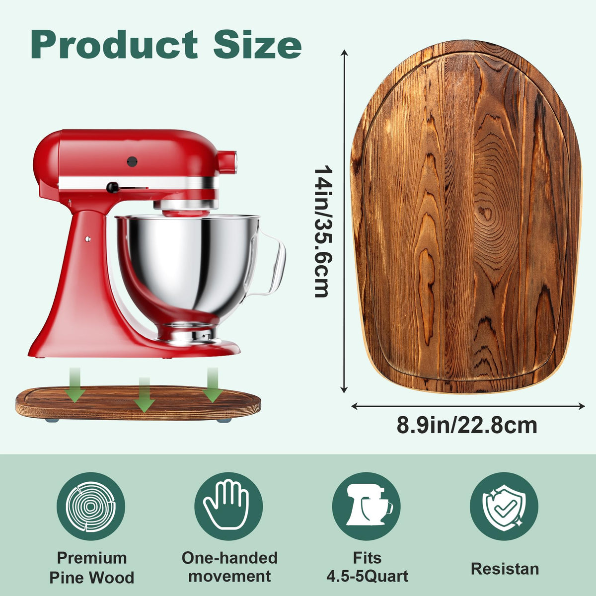 GuanQiao Food-Grade Wood Slider for KitchenAid 4.5-5 Qt Tilt Head Mixer