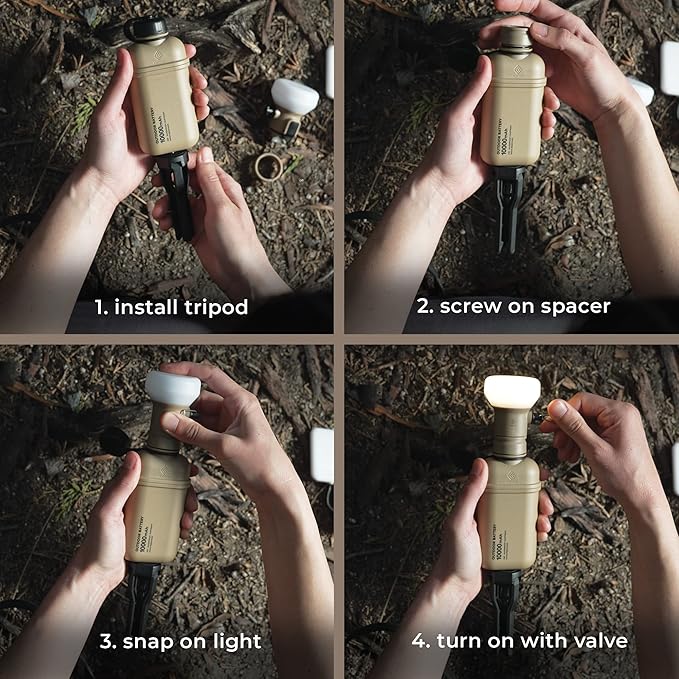 ELECOM NESTOUT Outdoor Camping LED Lantern w/ Mini Tripod, Dimmable USB Powered Soft LED Light, IP44 Water Dust Resistant, 10-350 Lumen, Portable Lamp for NESTOUT Power Bank, Black (LAMP-1)