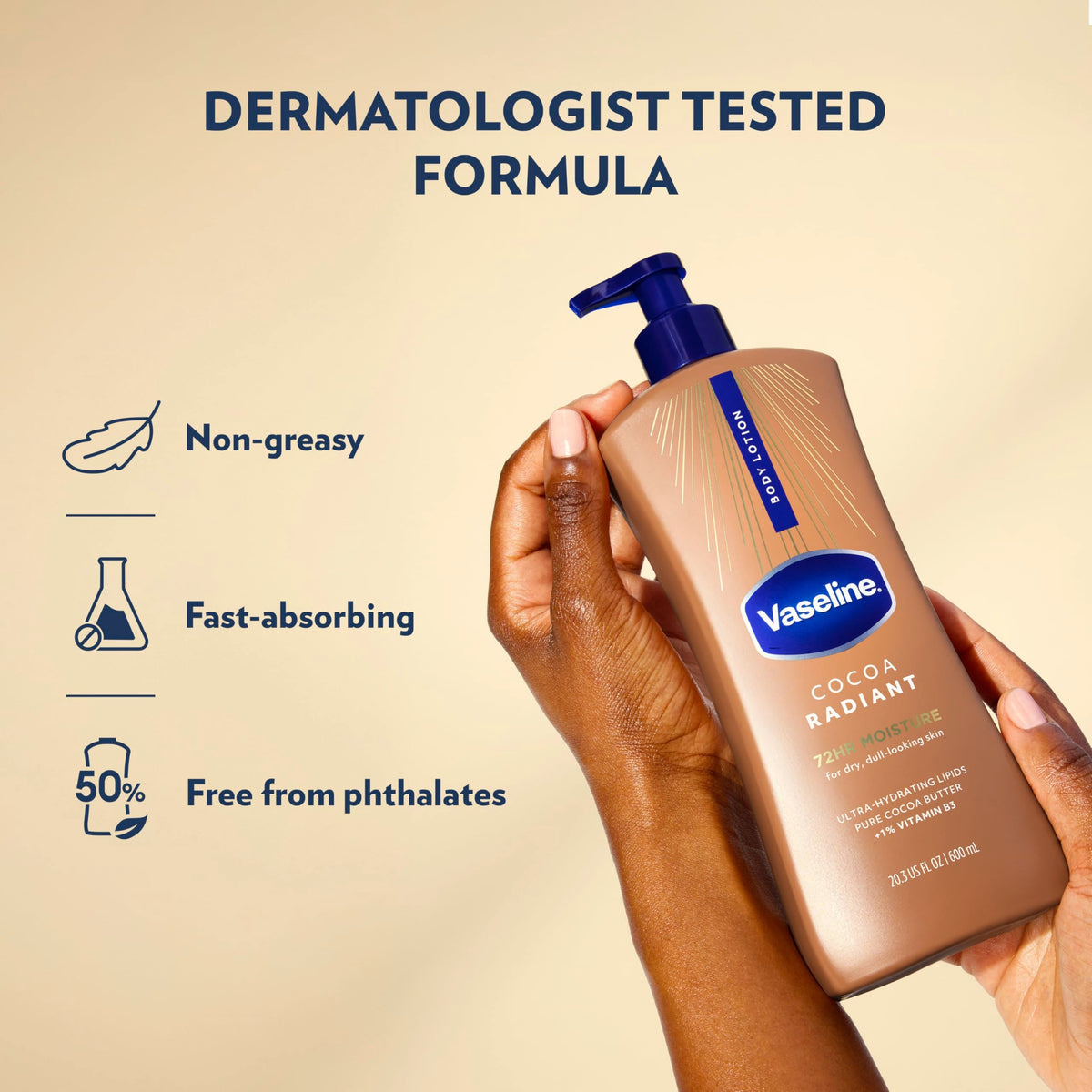 Vaseline Cocoa Radiant Body Lotion for Dry Skin + Cocoa Butter 20.3oz 3ct
