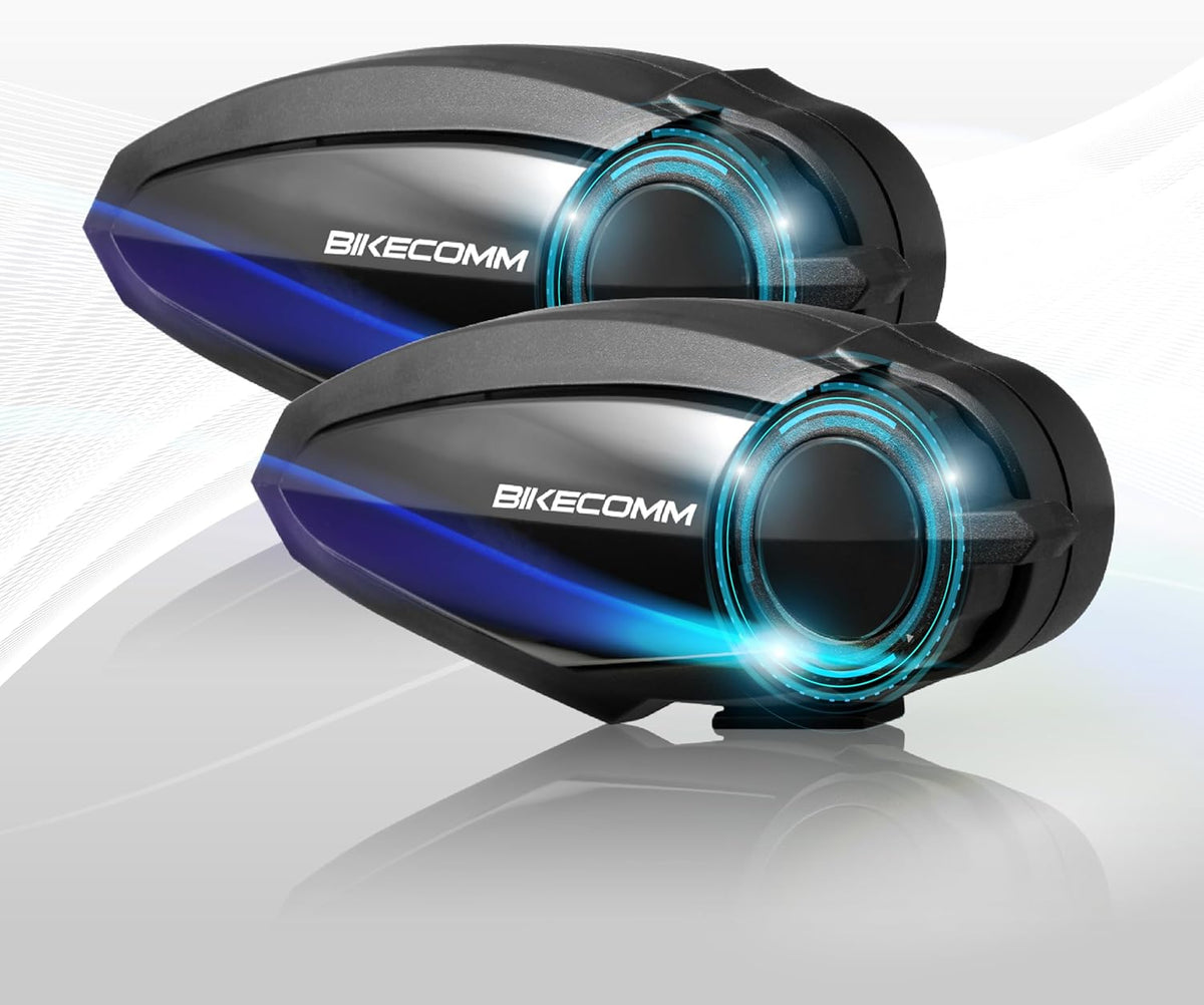 BK-S2 Motorcycle Bluetooth Intercom Headset - Helmet Communication System, Waterproof Speaker, Voice Comm Earbuds, Helmet Headphone, Noise Cancellation (Duo Black)