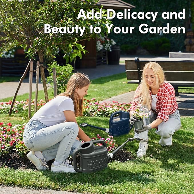 2 Gallon Watering Can for Outdoor Plants, Plant Watering Can with Removable Long Spout and Stainless Steel Sprinkler Head, Large Water Can for Garden Flowers Vegetables