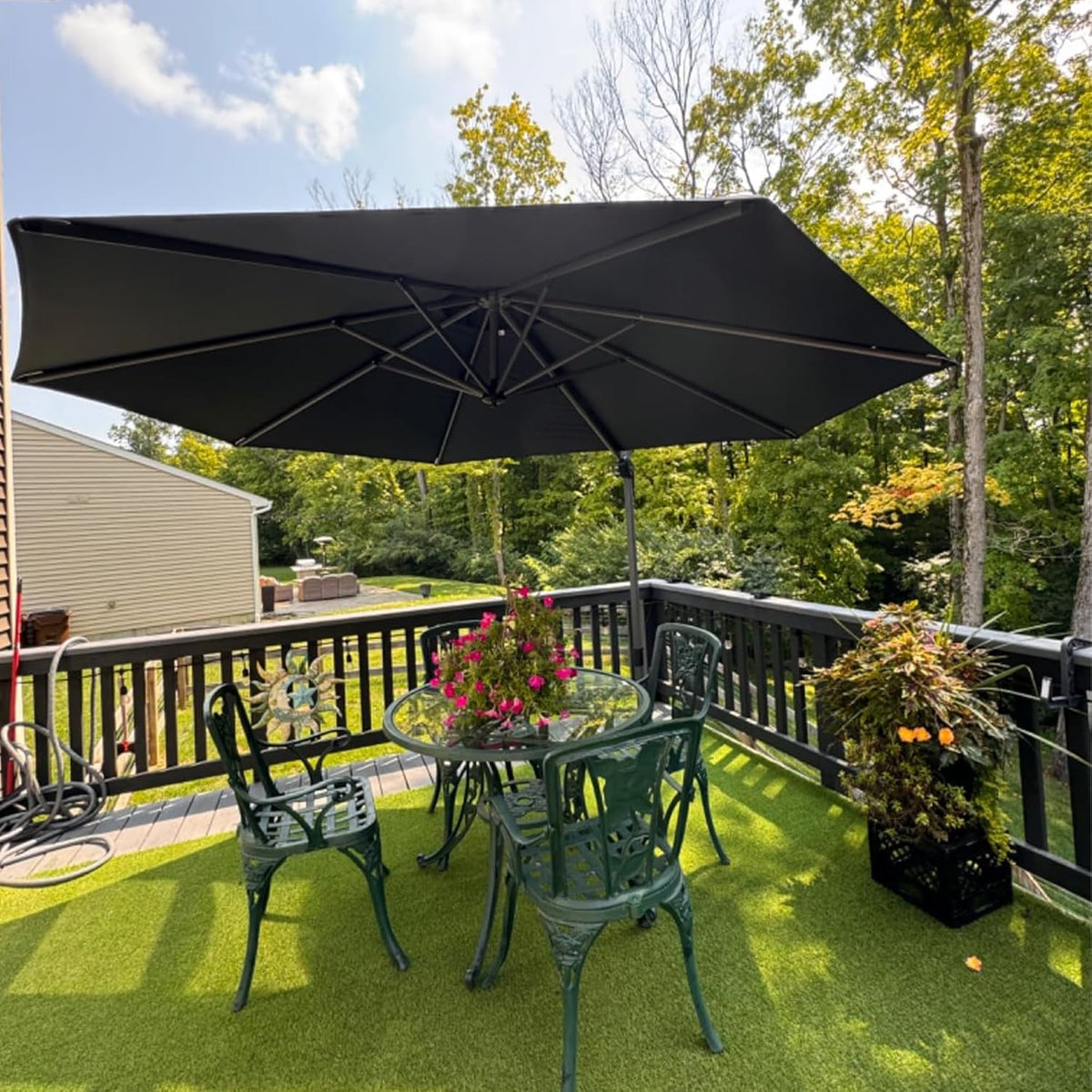PURPLE LEAF 10 Feet Patio Umbrella Outdoor Cantilever Round Umbrella Aluminum Offset Umbrella with 360-degree Rotation for Garden Deck Pool Patio, Grey