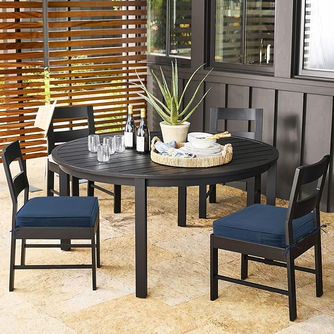 Outdoor Sunbrella Square Corner Seat Cushion, 19"x19"x3", Set of 4, Non Slip Seat Cushion Pads with Removable Cover for Patio Furniture, Garden Yard Lawn, Specrtum Indigo