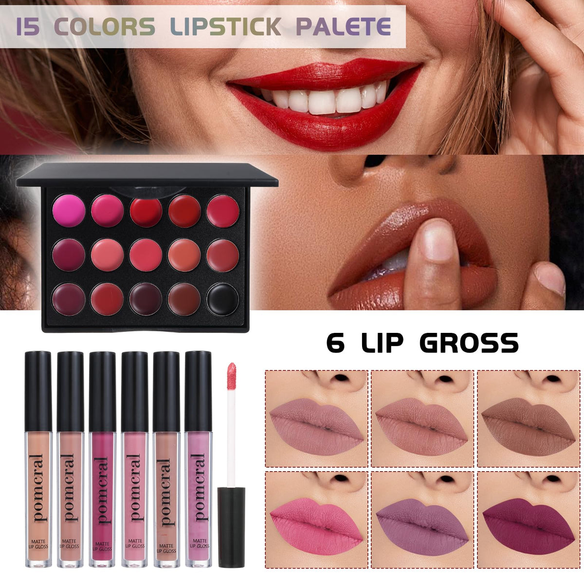 Pomcral All In On Makeup Kit Makeup Set For Teens, Women, Girl and Beginners Includes Eyeshadow Concealer Palette Lip Gloss Set Lipstick Eye Pencil Makeup Brushes