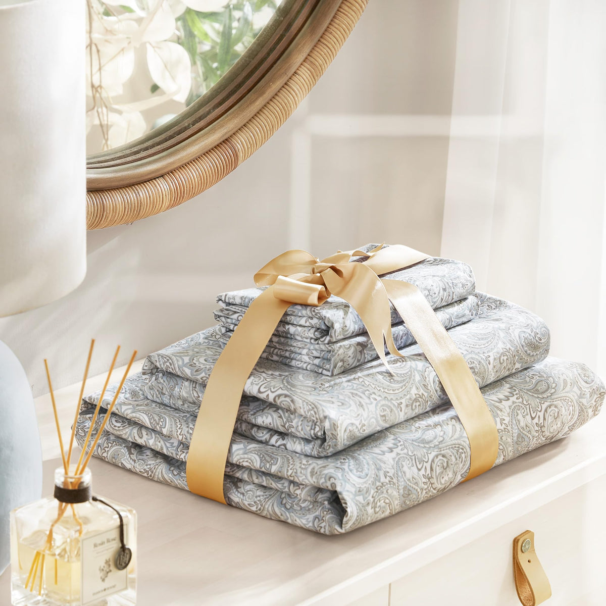 Comfort Spaces 100% Cotton Percale Sheets Queen Size 4 Piece, Paisley Multi