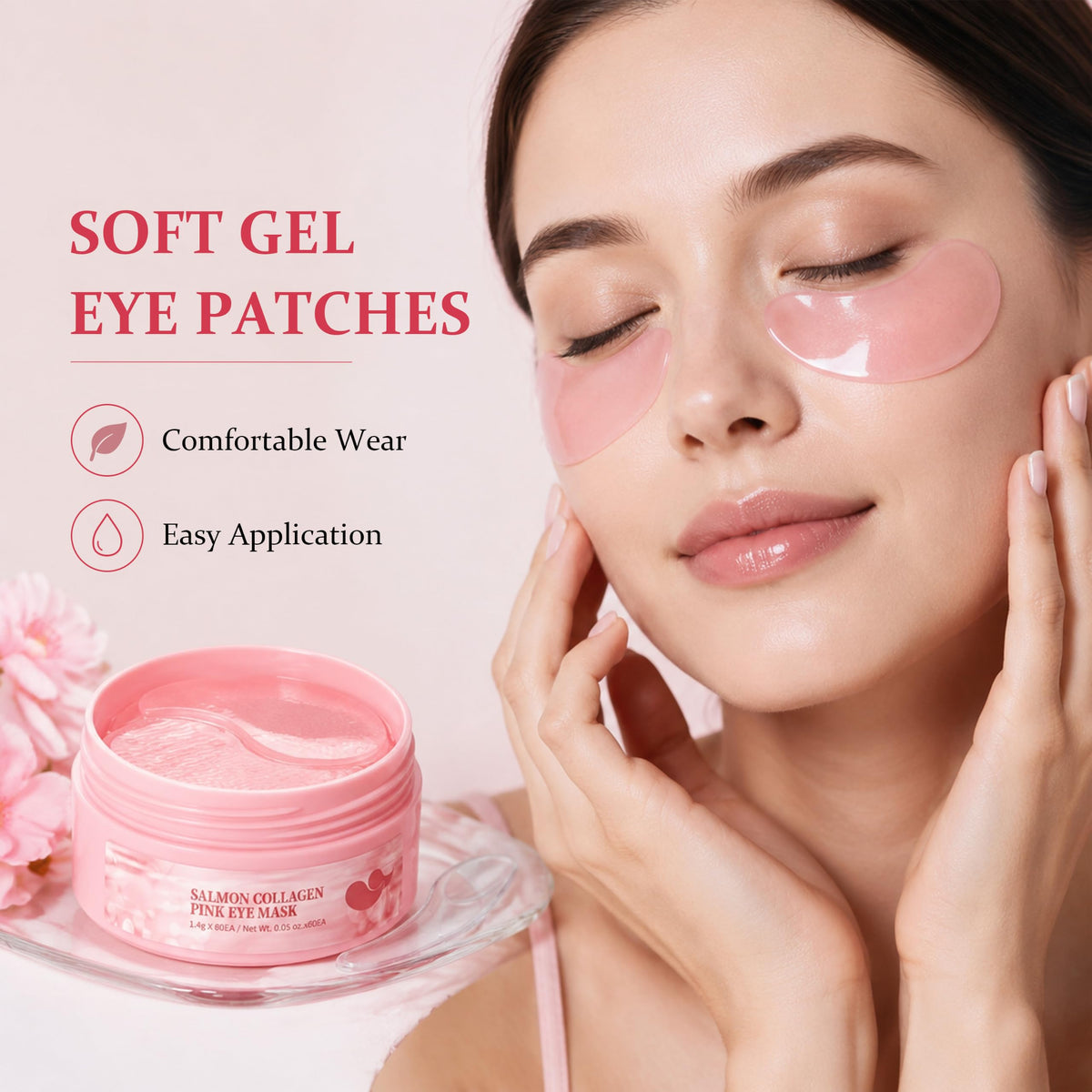 XPICZE Salmon Collagen Under Eye Masks, 60-Count Pink Hydrogel Eye Pads for Puffy Eyes & Dark Circles, Deep Hydrating K-Beauty Skincare for Firming & Fine Lines, 30 Pairs