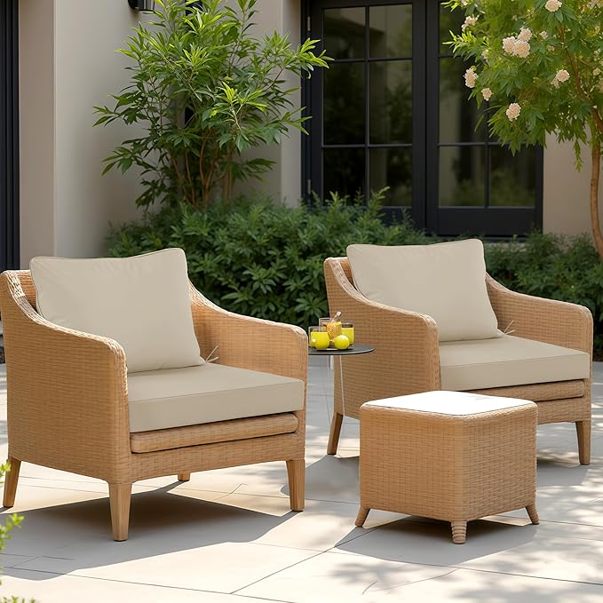 24"x24" Outdoor Cushion for Patio Furniture – Water-Repellent & Fade-Resistant Patio Chair Cushion for Garden, Deck, or Porch – Cream