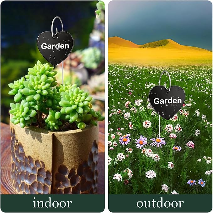 30-Pack Iron Metal Heart Shaped Garden Markers Weatherproof Metal Plant Labels Large Planting Seedling Stake Signs, for Seedlings Herbs Vegetable Greenhouse Gifts with White Marker Pen Labels