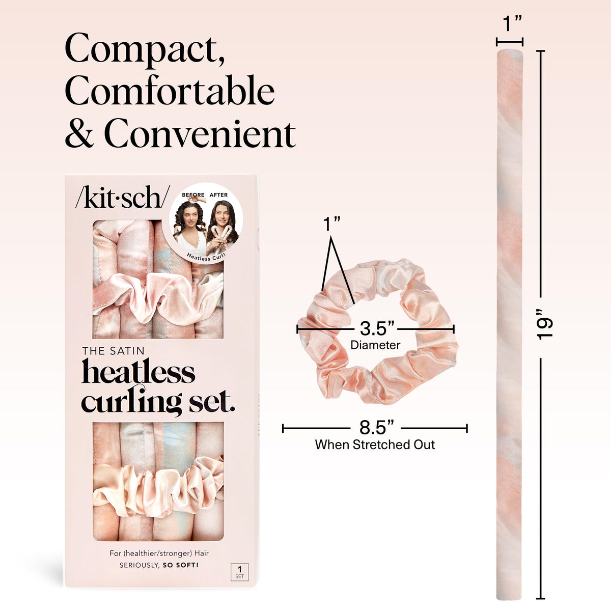 Kitsch Satin Heatless Curls Overnight Set - Sunset Tie Dye