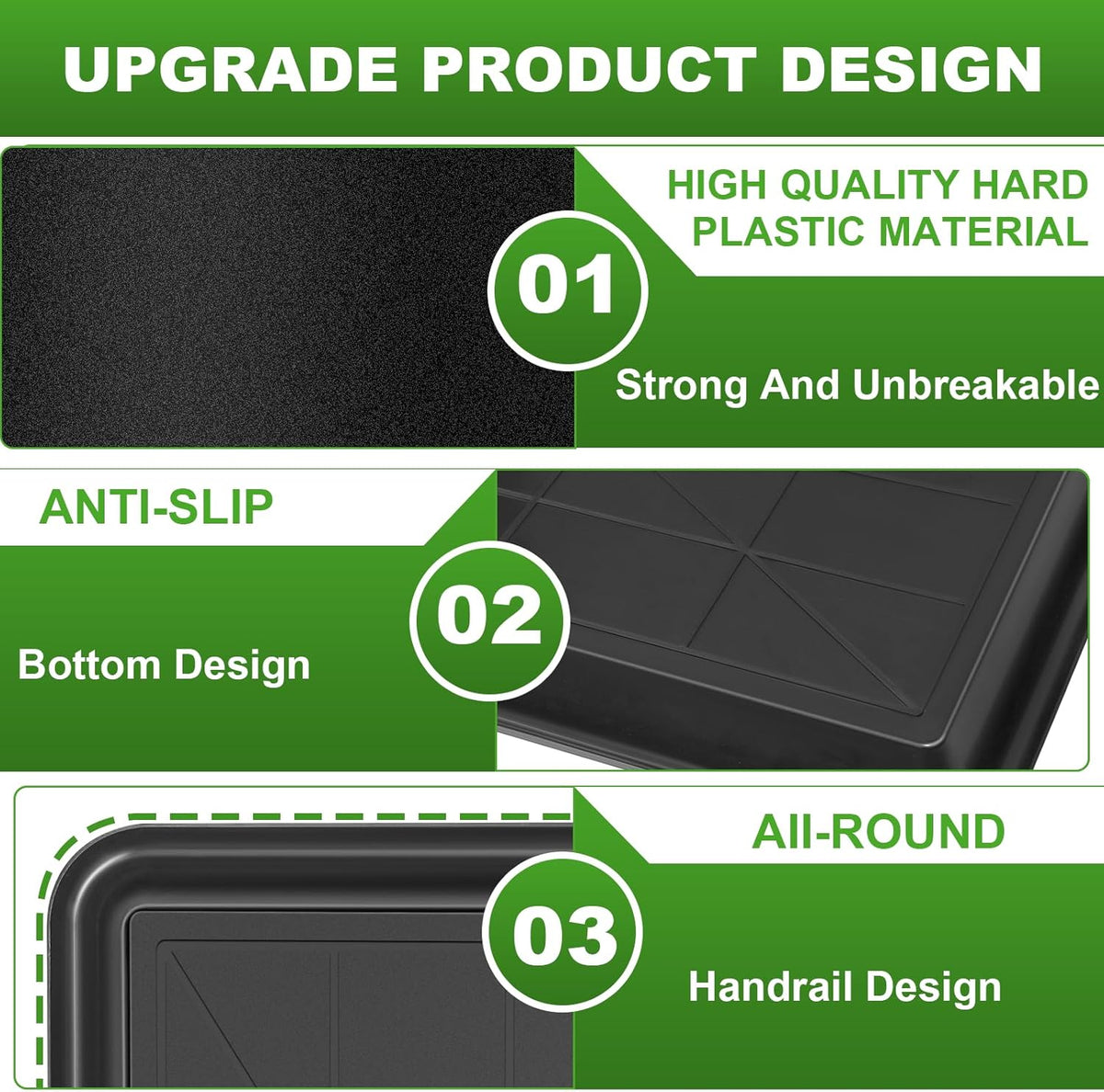 3 Pcs Extra Large Oil Drip Pan for Under Car - 35.4 x 24 x1.6 Inches, Hard Plastic Auto Oil Drip Tray, Oil Catch Pan Replacement Tray to Keep Garage Floor Show Room Driveway Safe and Clean