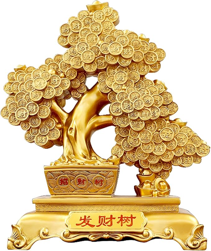Top Resin Money Tree, Artificial Bonsai Tree - Feng Shui Decor & Gifts for Home, Feng Shui Statue, Chinese New Year Decoration, Chinese Decor & Gifts