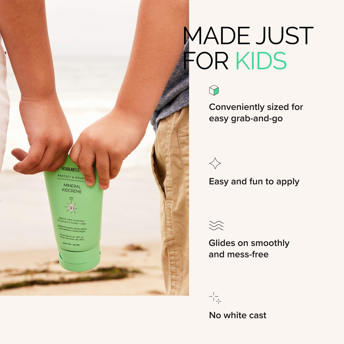 MDSolarSciences Mineral KidCrème Sunscreen SPF 50, 3.4 fl oz