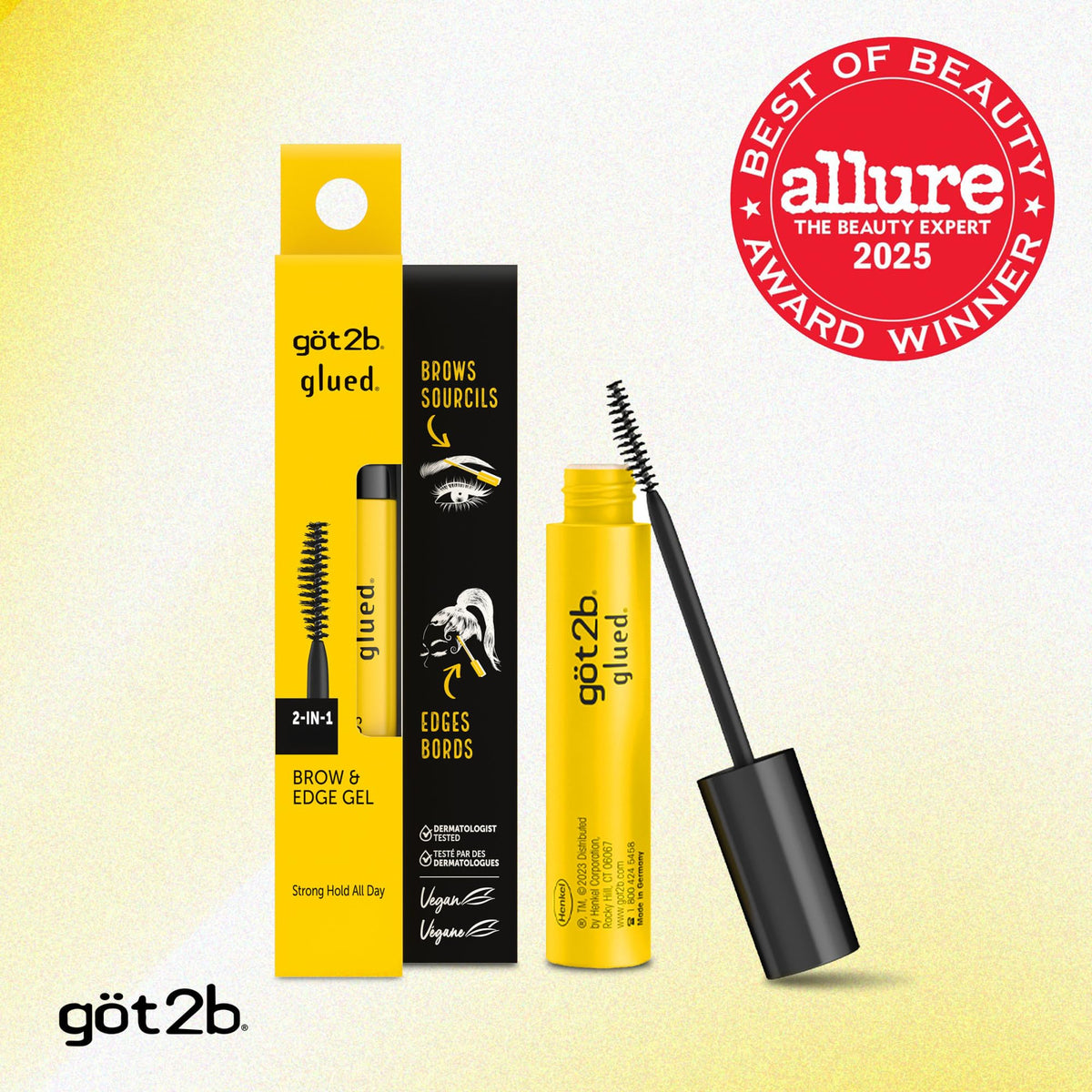 got2b Glued Brow Gel & Edge Control, Strong Hold, Clear, 0.54 Fl Oz
