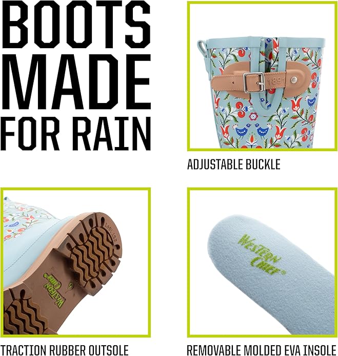 Western Chief Women's Tall Waterproof Rain Boot Outdoor Garden Shoes