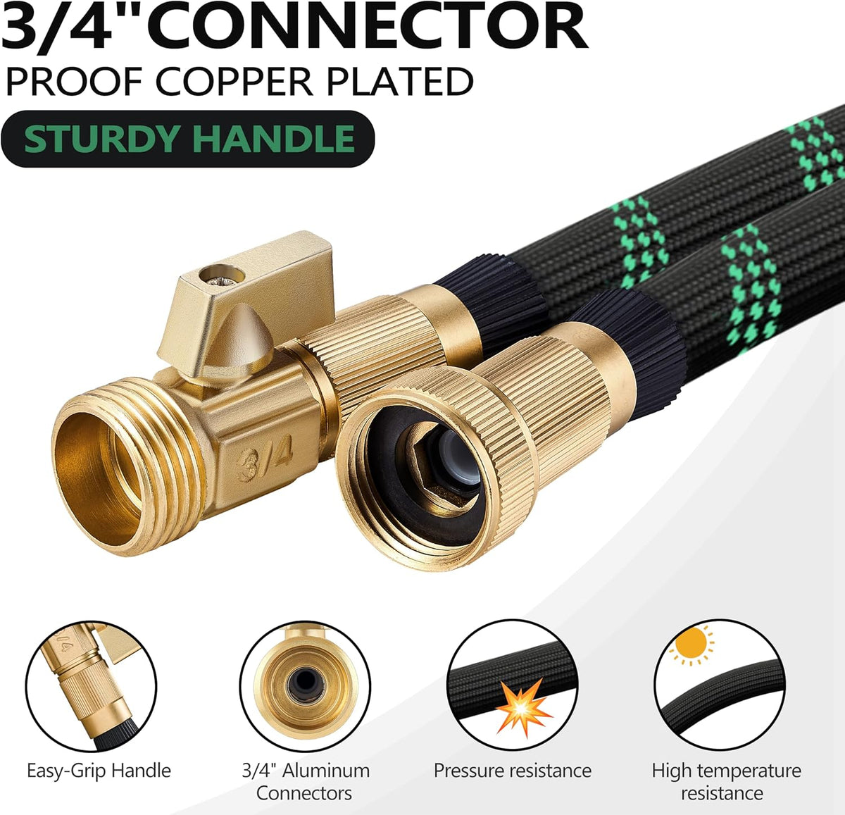 100 ft Garden Hose - 2025 New Upgraded Flexible Water Hose - Ultra Lightweight Kink-free Car Washing Pipe with 10 Function Sprayer and 3/4" Solid Brass Fittings - Durable,Leak proof Garden Hoses