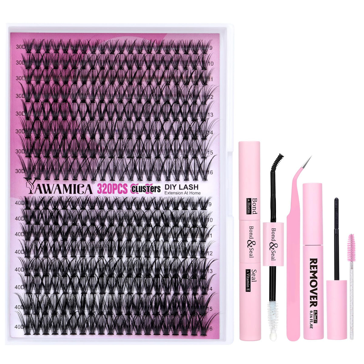 Diy Eyelash Extension Kit 320Pcs Individual Lashes Cluster, 9-16Mm Mix 30D 40D With Lash Bond And Seal And Remover Lash Applicat