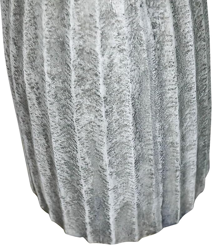 SunJet Modern Bird Bath, 24.4inches Height Fibre-Reinforced Concrete Birdbath with Textured Pedestal for Outdoor Garden, Yard, Lawn Decor