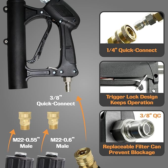 EDOU Dual 24" Pressure Washer Surface Cleaner - Surface Cleaner with Wheels - Heavy Duty Composite, 4,500 PSI Max Working Pressure - Includes 3/8 Inch Quick Connector Kit and Teflon Tape