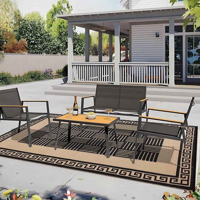 Outdoor Rug 6x9 ft Waterproof, Reversible Outdoor Plastic Straw Rug for Patios Clearance, Outdoor Area Rug Carpet RV Mat for Camping Backyard Deck Porch