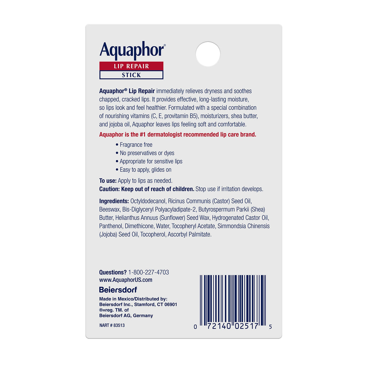 Aquaphor Lip Repair Stick, Value Pack, 2 x 0.17 OZ